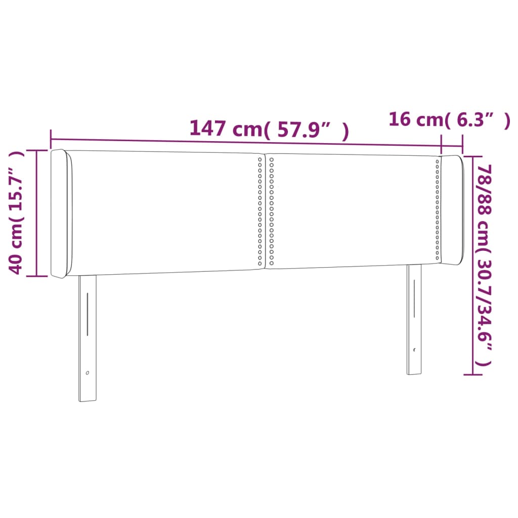 LED uzglavlje crno 147x16x78/88 cm od umjetne kože