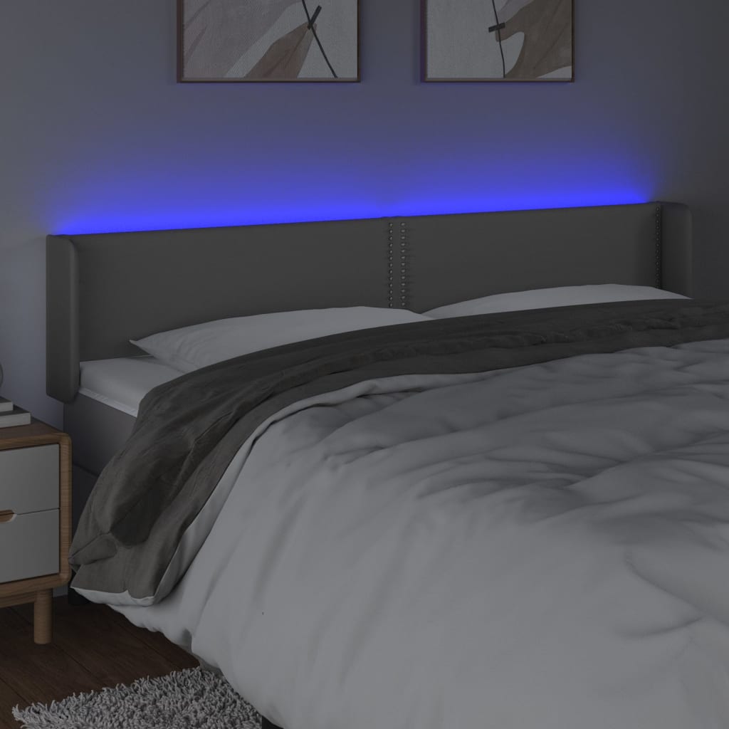 LED uzglavlje sivo 183x16x78/88 cm umjetna koža