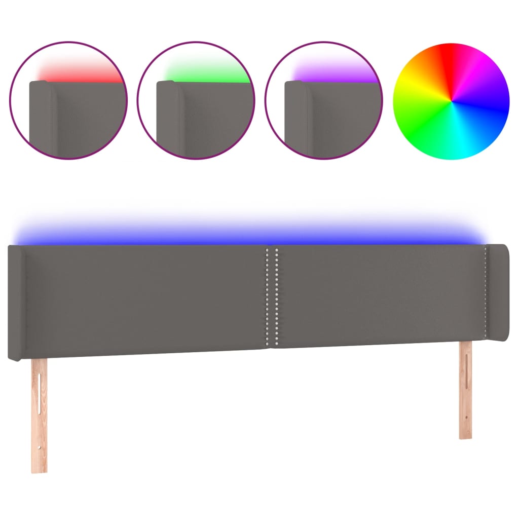 LED uzglavlje sivo 203x16x78/88 cm od umjetne kože