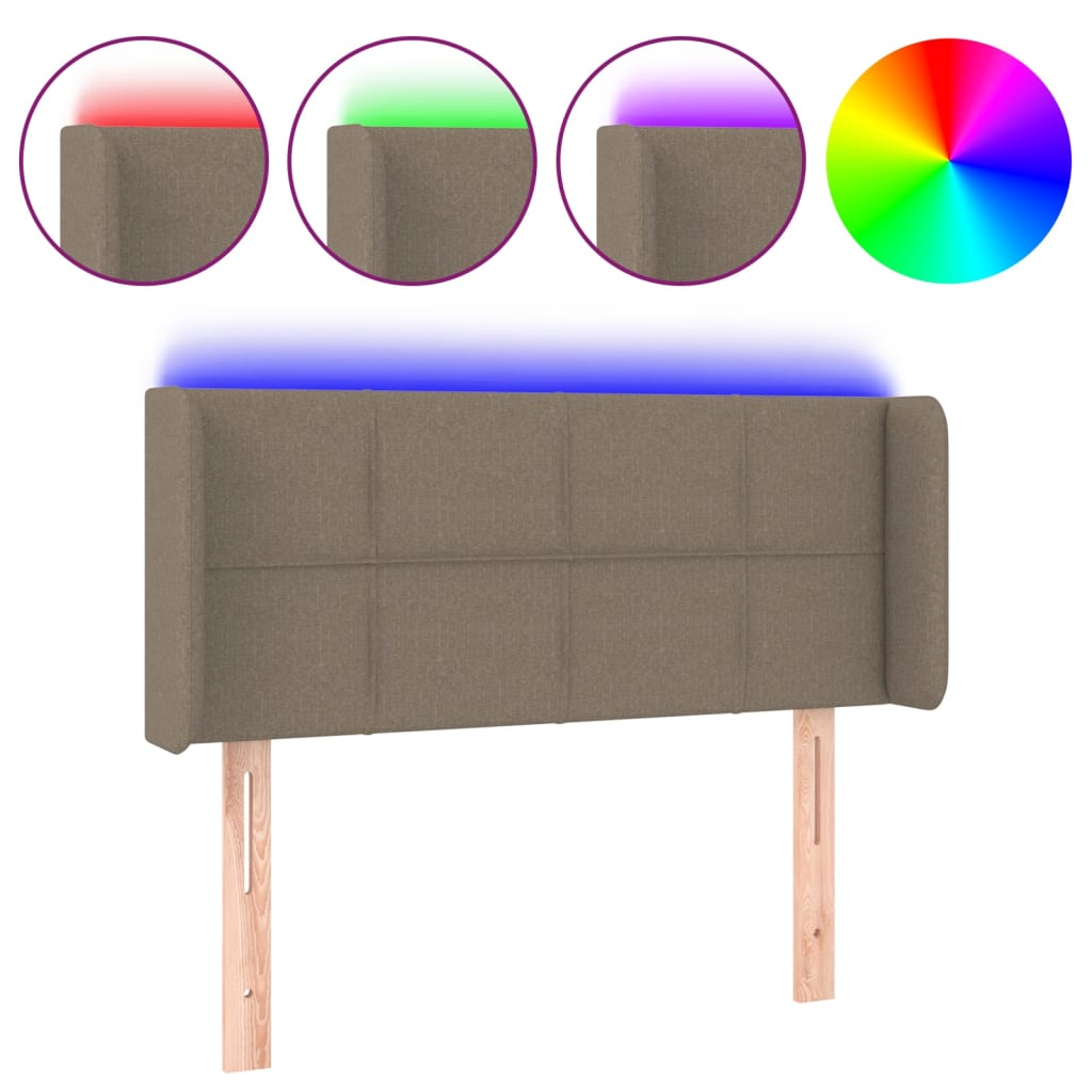 LED uzglavlje smeđesivo 93x16x78/88 cm od tkanine