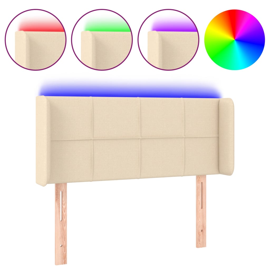 LED uzglavlje krem 93x16x78/88 cm od tkanine
