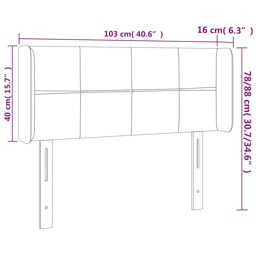 LED uzglavlje tamnosivo 103x16x78/88 cm od tkanine