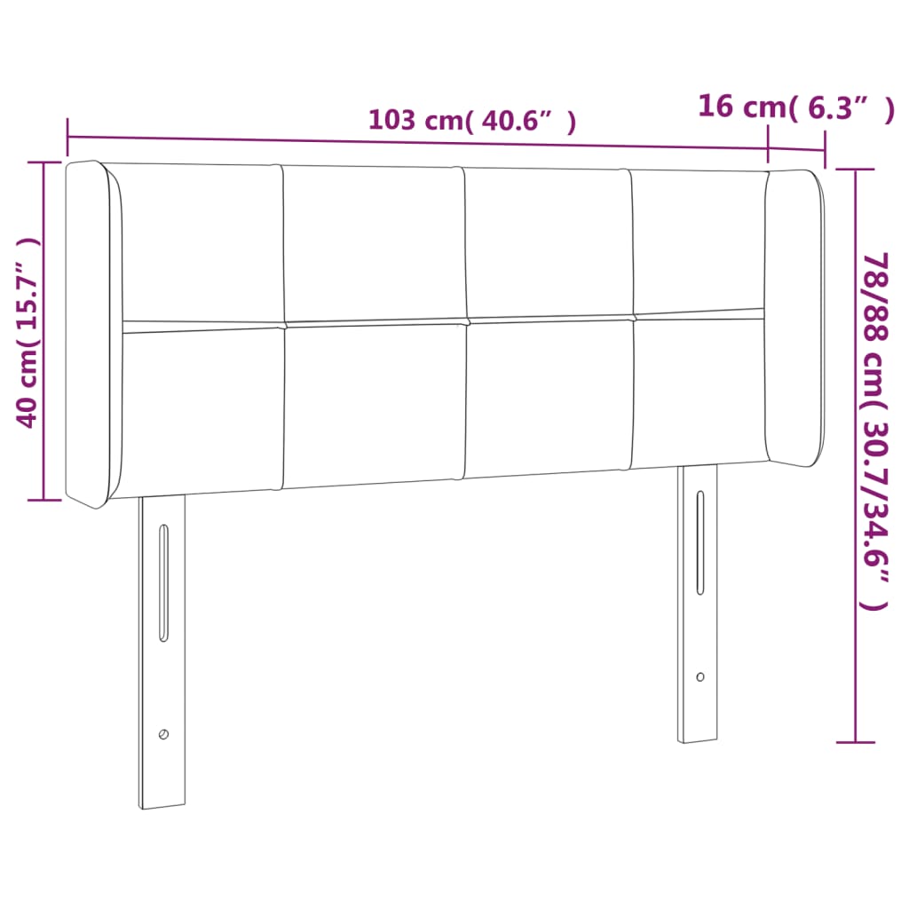 LED uzglavlje smeđesivo 103x16x78/88 cm od tkanine