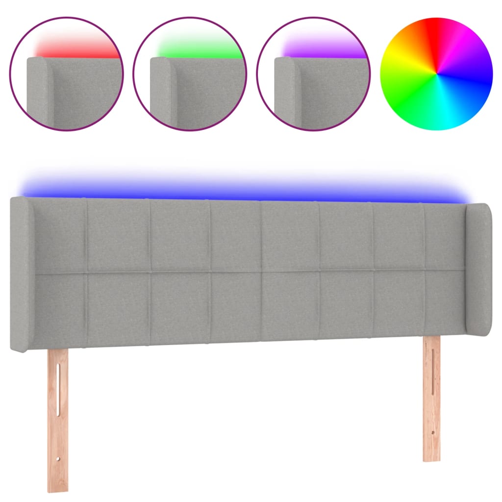 LED uzglavlje svjetlosivo 147x16x78/88 cm od tkanine