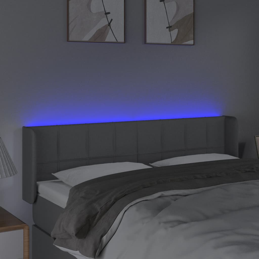 LED uzglavlje svjetlosivo 147x16x78/88 cm od tkanine
