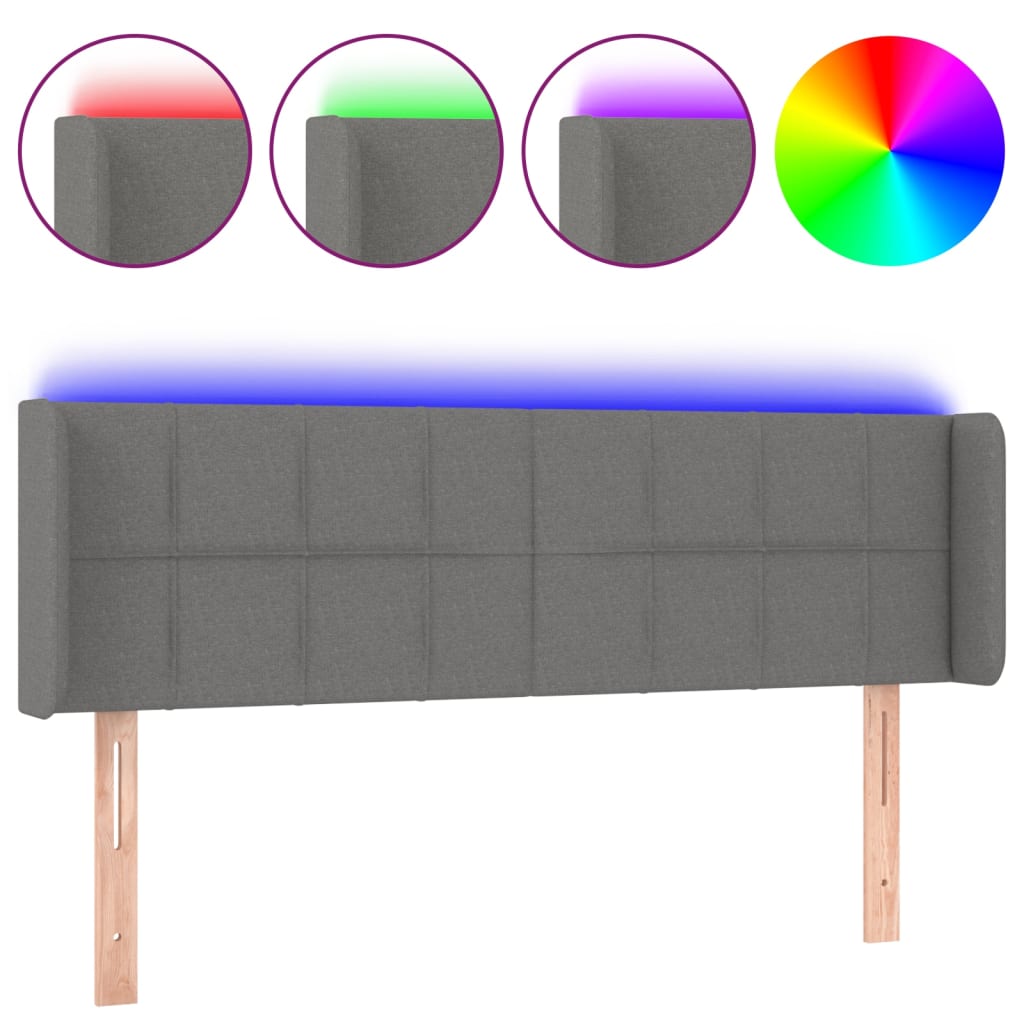 LED uzglavlje tamnosivo 147x16x78/88 cm od tkanine