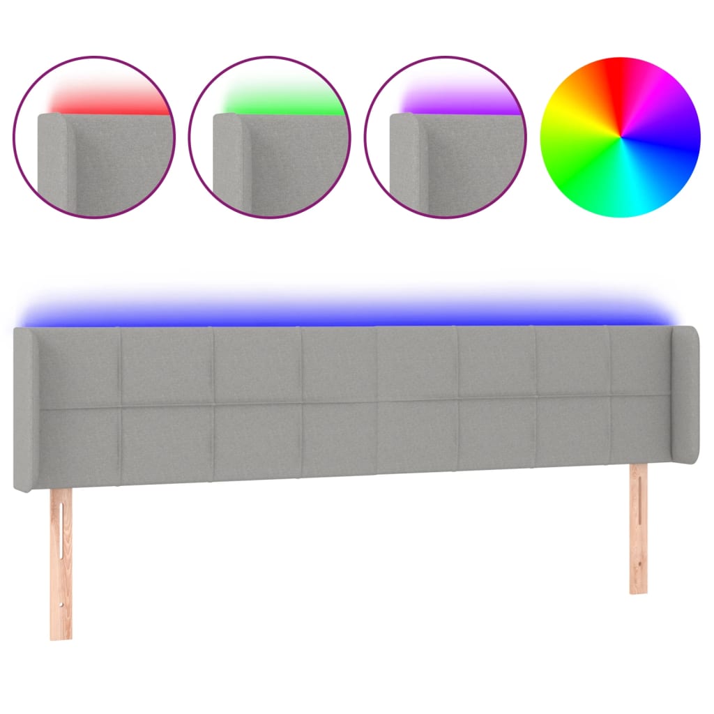 LED uzglavlje svjetlosivo 163x16x78/88 cm od tkanine