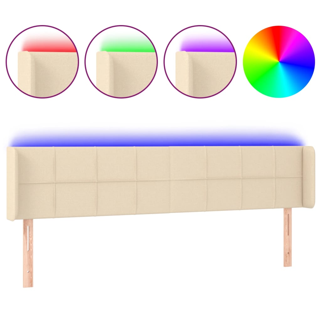 LED uzglavlje krem 163x16x78/88 cm od tkanine