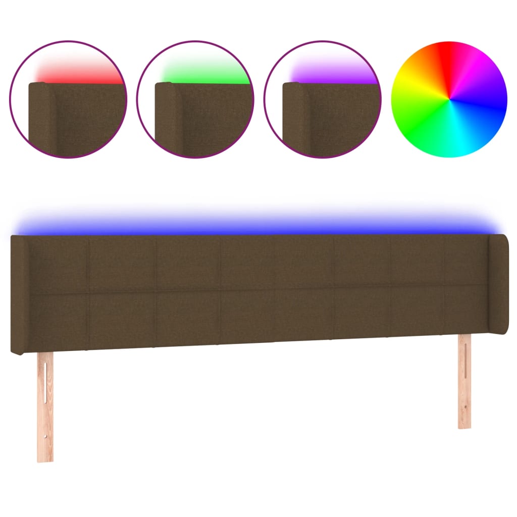 LED uzglavlje tamnosmeđe 183x16x78/88 cm od tkanine