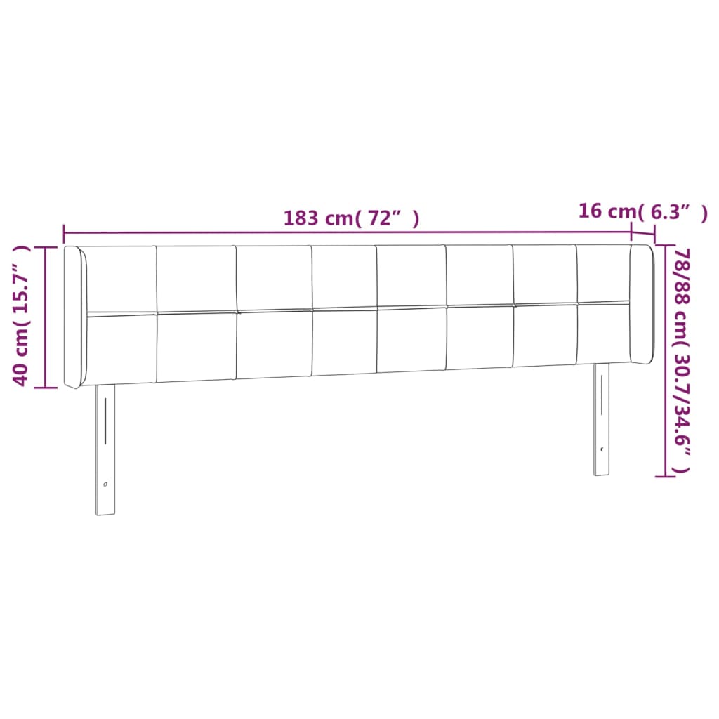 LED uzglavlje krem 183x16x78/88 cm od tkanine