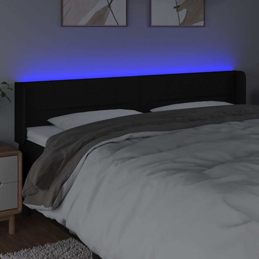 LED uzglavlje crno 203x16x78/88 cm od tkanine