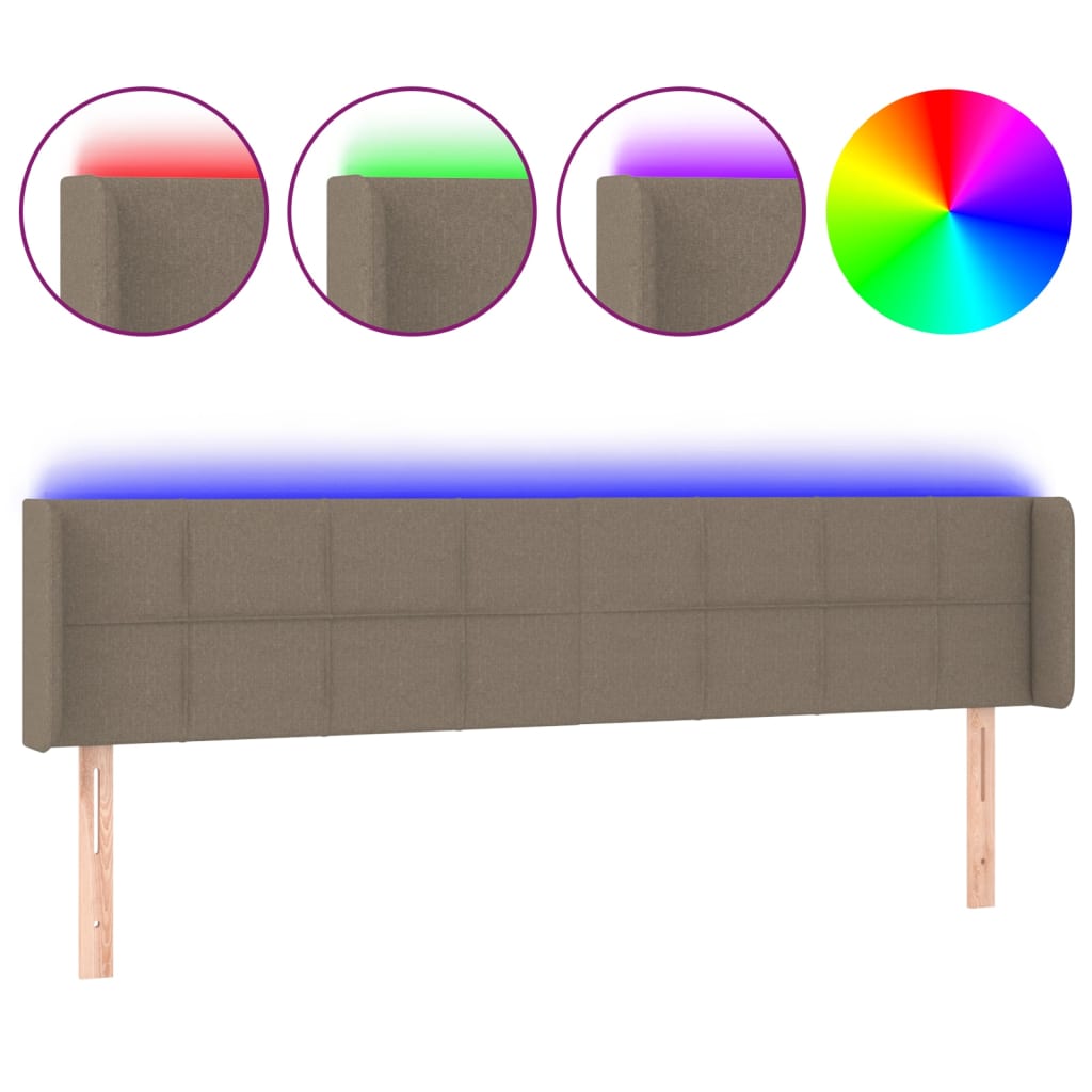 LED uzglavlje smeđesivo 203x16x78/88 cm od tkanine
