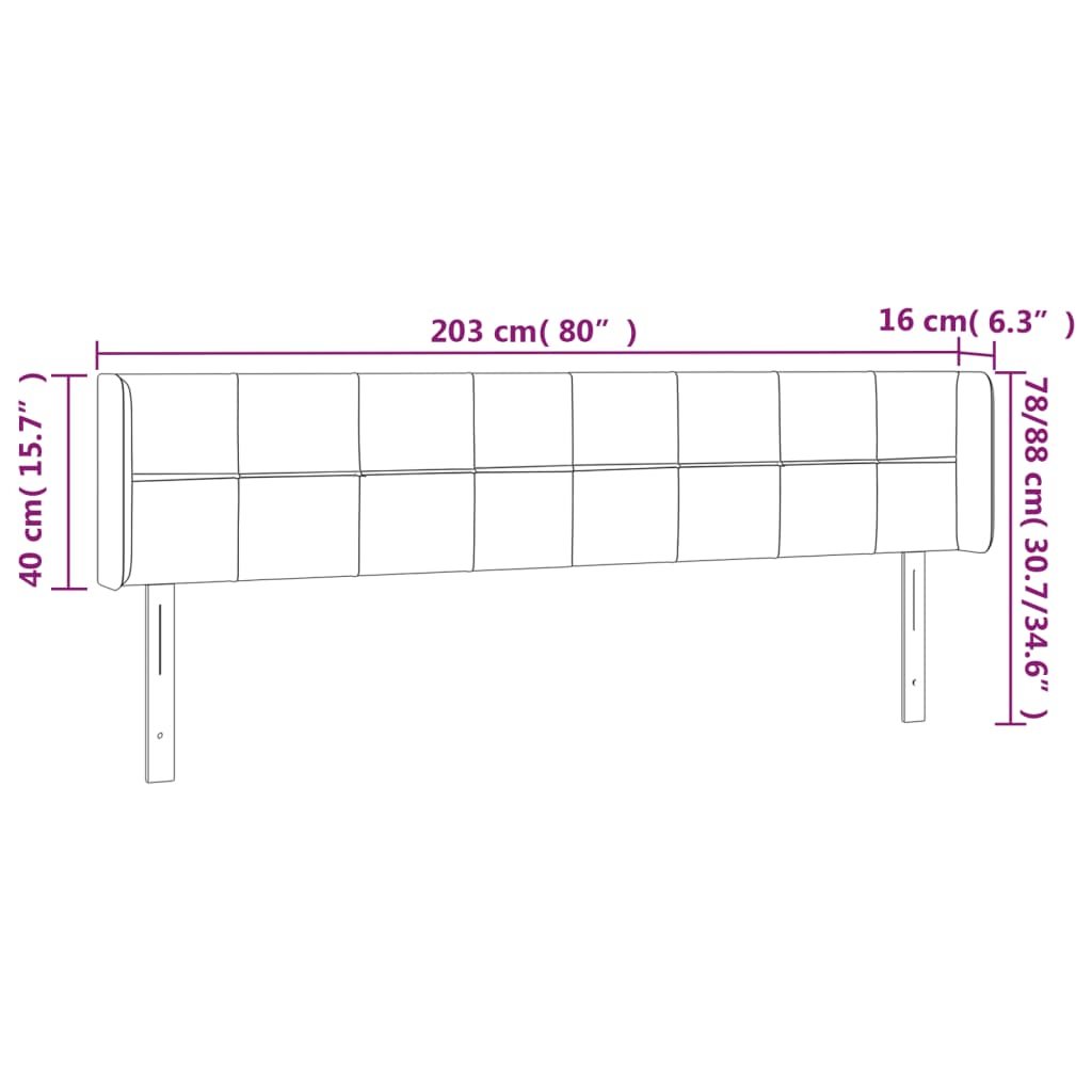LED uzglavlje krem 203x16x78/88 cm od tkanine