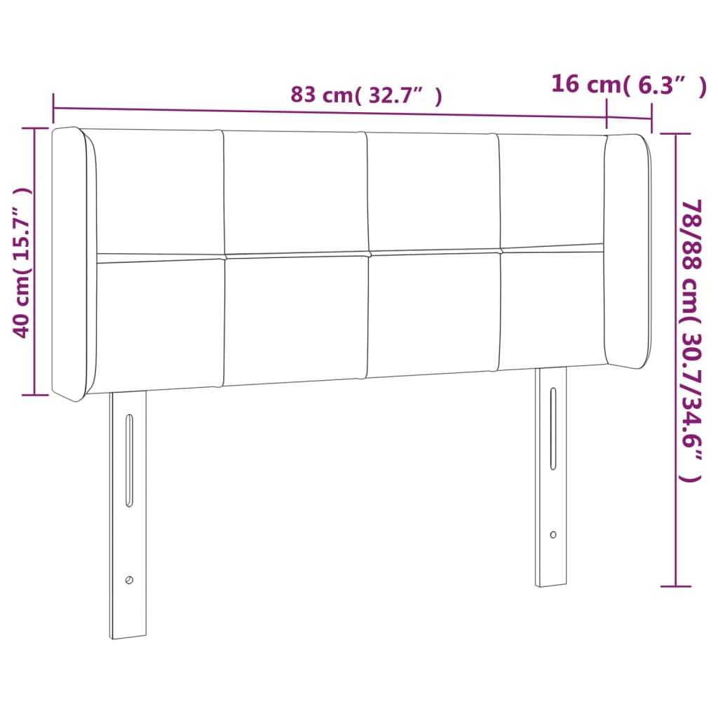 LED uzglavlje tamnosivo 83x16x78/88 cm baršunasto