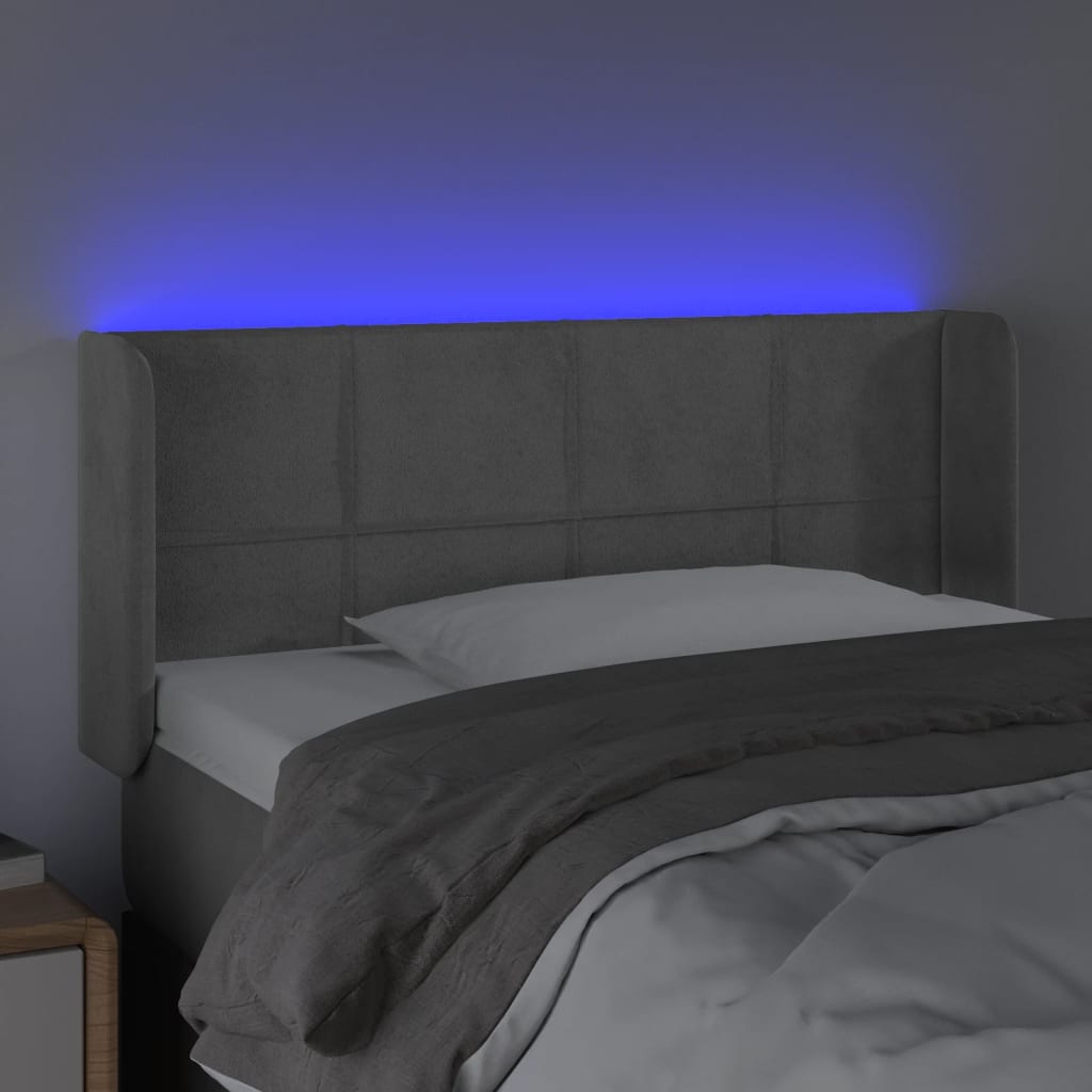 LED uzglavlje svjetlosivo 93x16x78/88 cm baršunasto