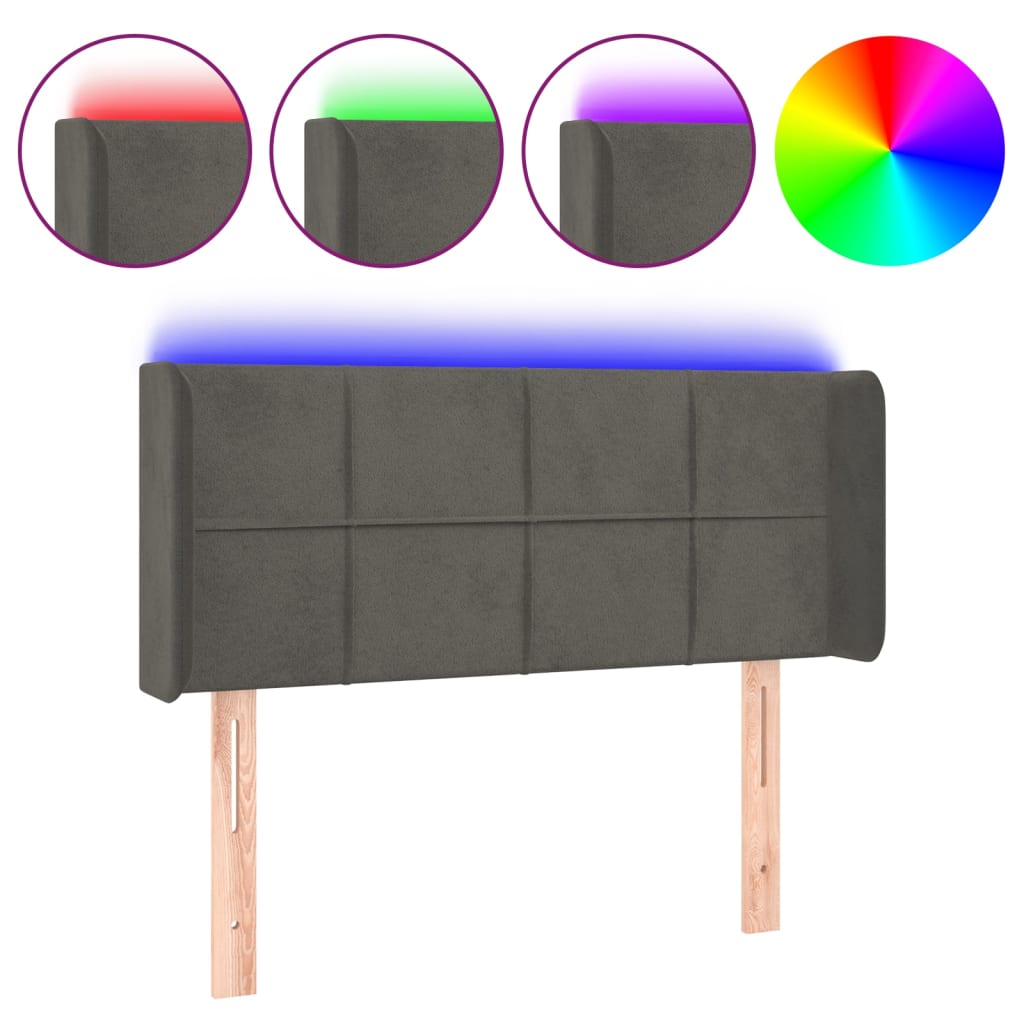LED uzglavlje tamnosiv 93x16x78/88 cm baršunasto