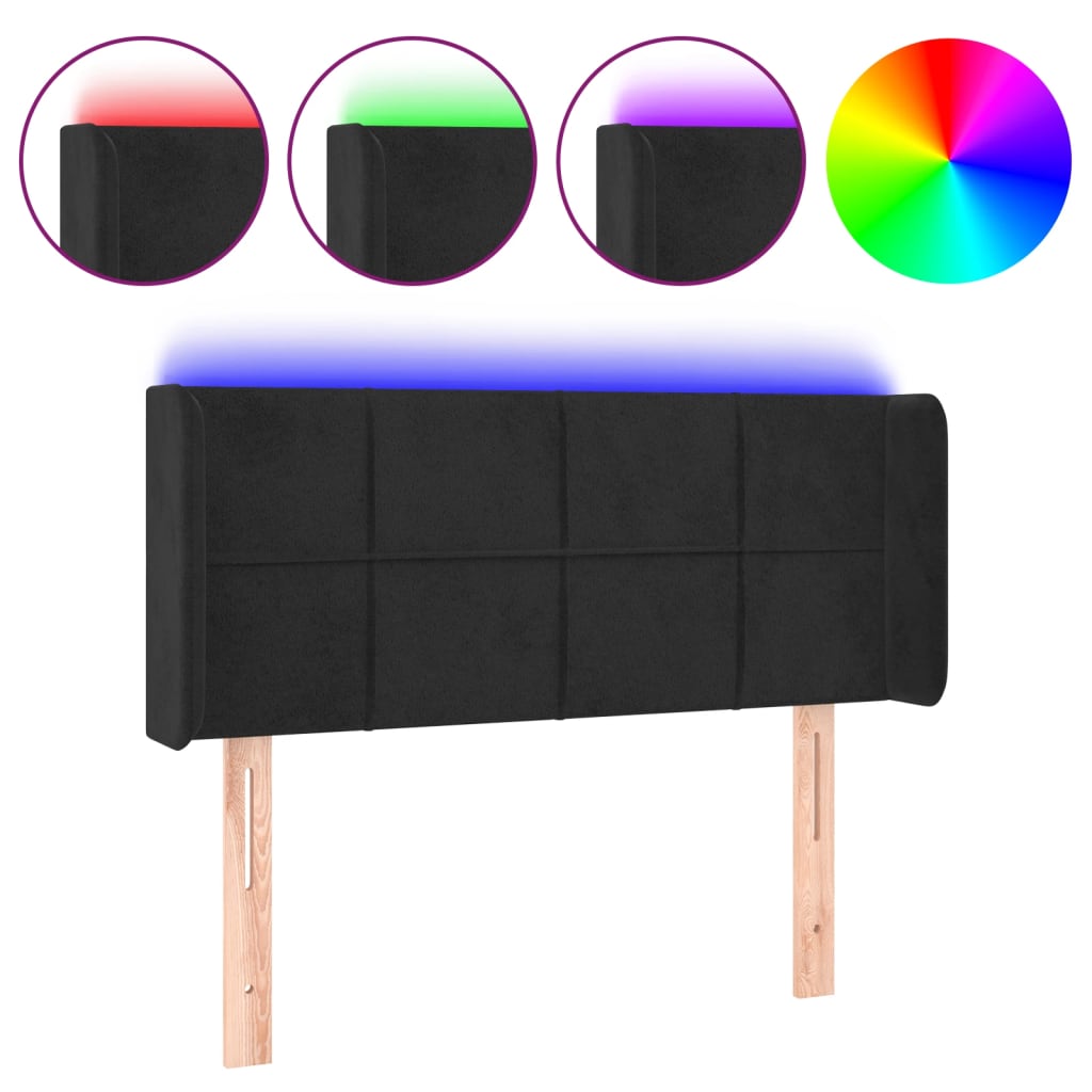 LED uzglavlje crno 93x16x78/88 cm baršunasto