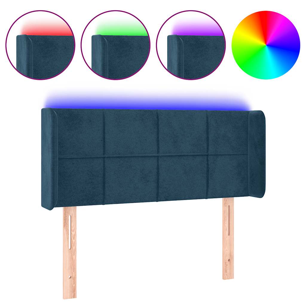 LED uzglavlje tamnoplavo 93x16x78/88 cm baršunasto