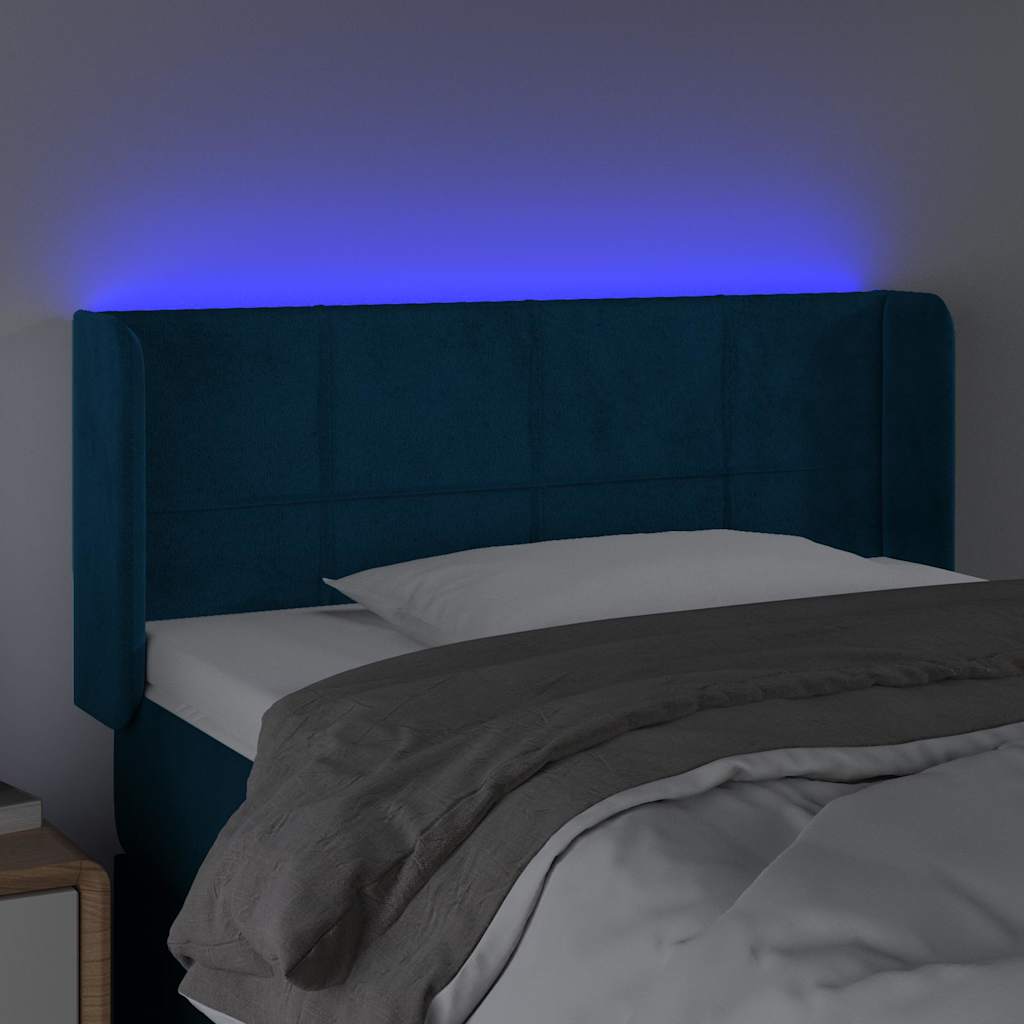 LED uzglavlje tamnoplavo 93x16x78/88 cm baršunasto