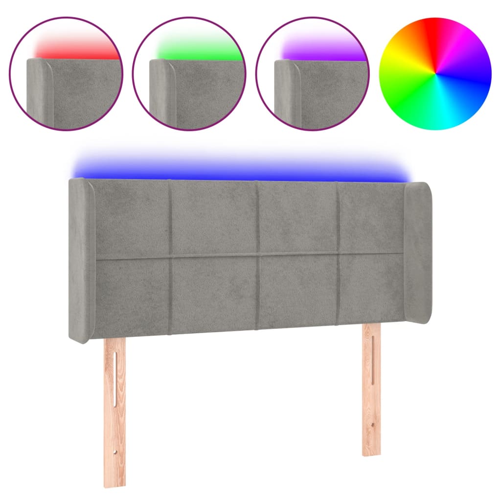 LED uzglavlje svjetlosivo 103x16x78/88 cm baršunasto