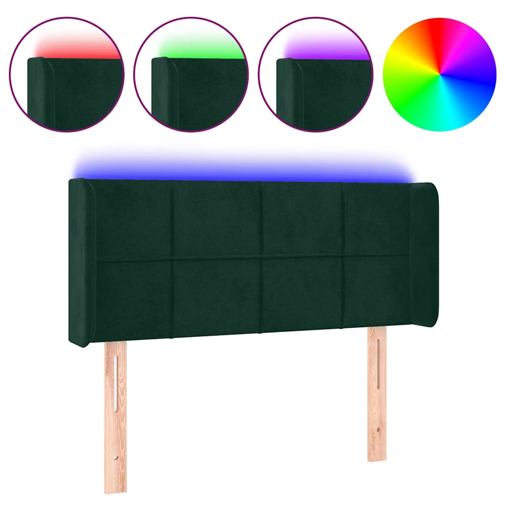 LED uzglavlje tamnozeleno 103x16x78/88 cm baršunasto