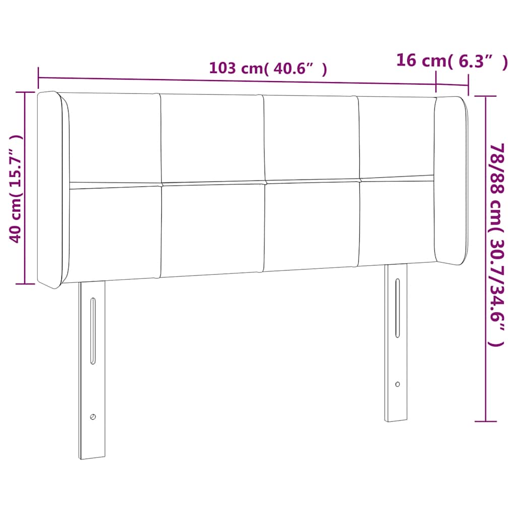 LED uzglavlje tamnozeleno 103x16x78/88 cm baršunasto