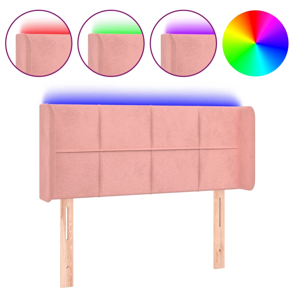 LED uzglavlje ružičasto 103x16x78/88 cm baršunasto