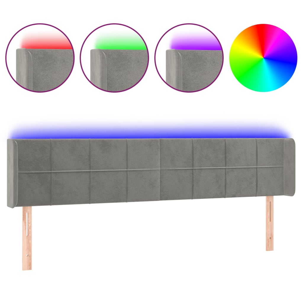 LED uzglavlje svjetlosivo 163x16x78/88 cm baršunasto