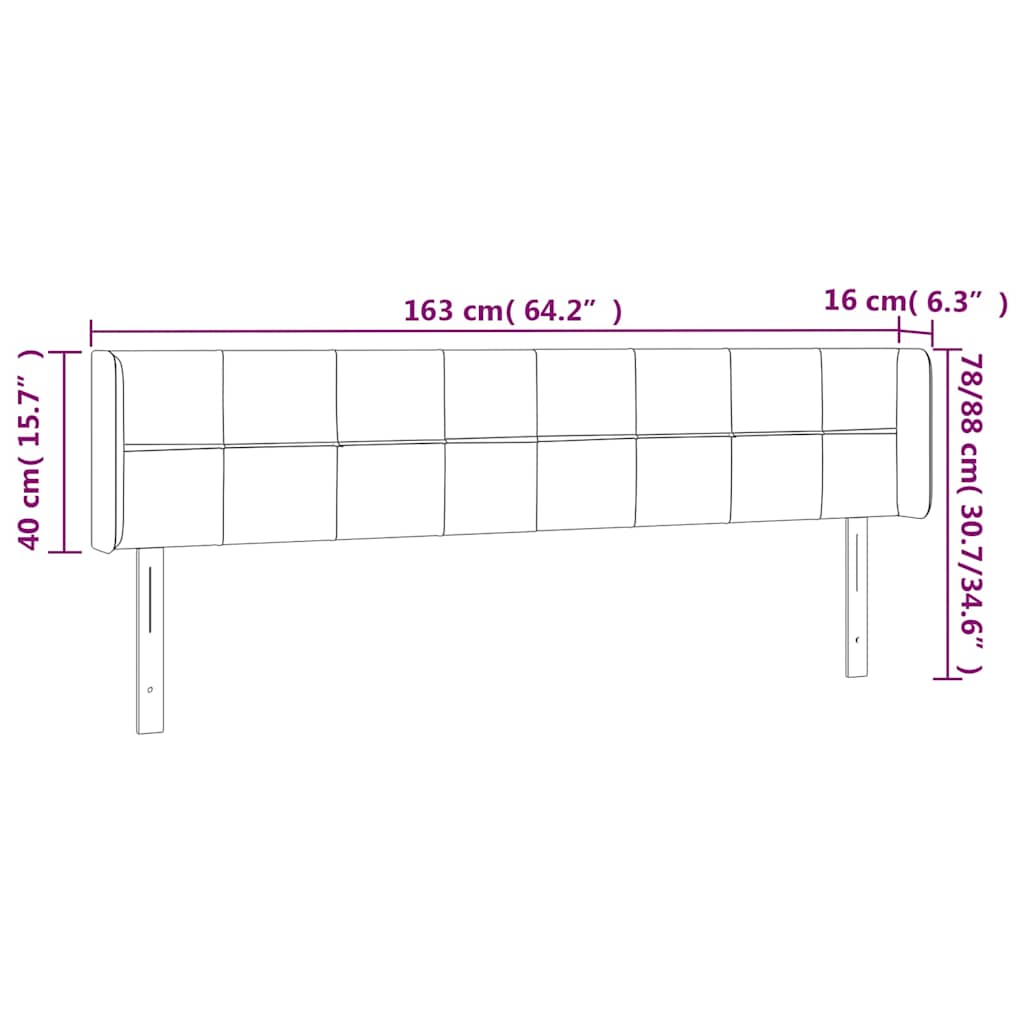 LED uzglavlje tamnoplavo 163x16x78/88 cm baršunasto