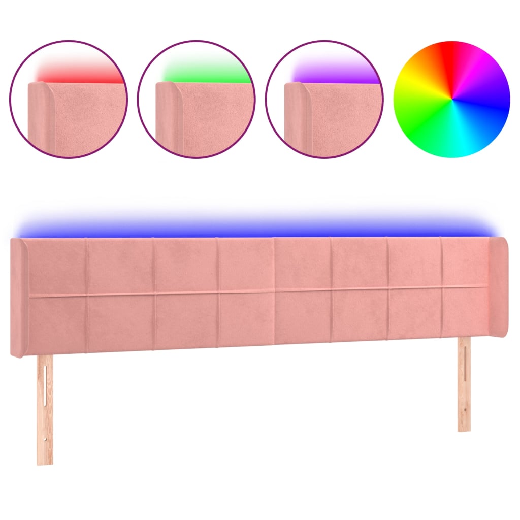 LED uzglavlje ružičasto 163x16x78/88 cm baršunasto