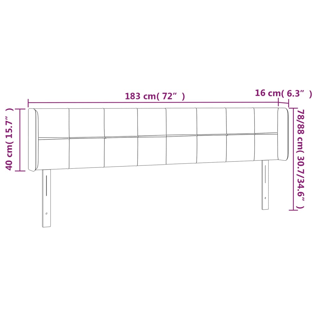LED uzglavlje tamnosivo 183x16x78/88 cm baršunasto