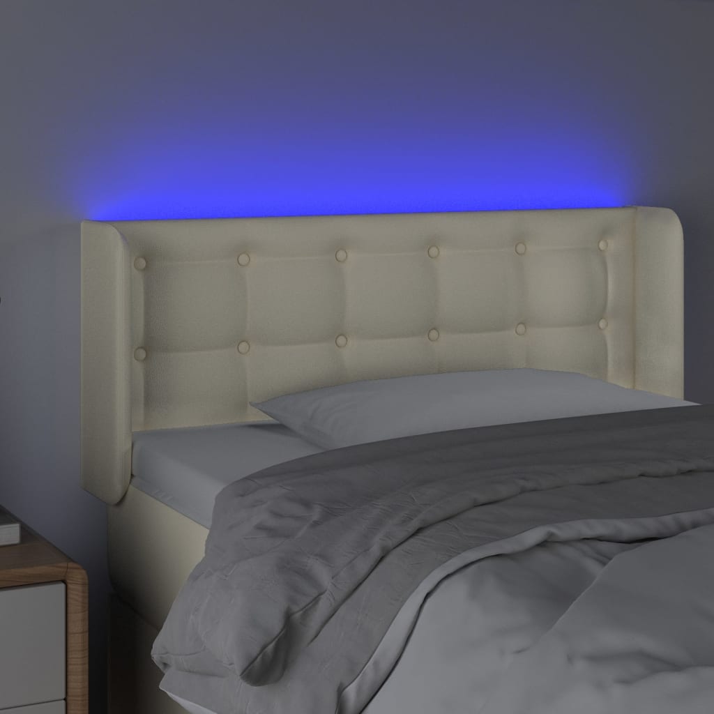 LED uzglavlje krem 83x16x78/88 cm od umjetne kože