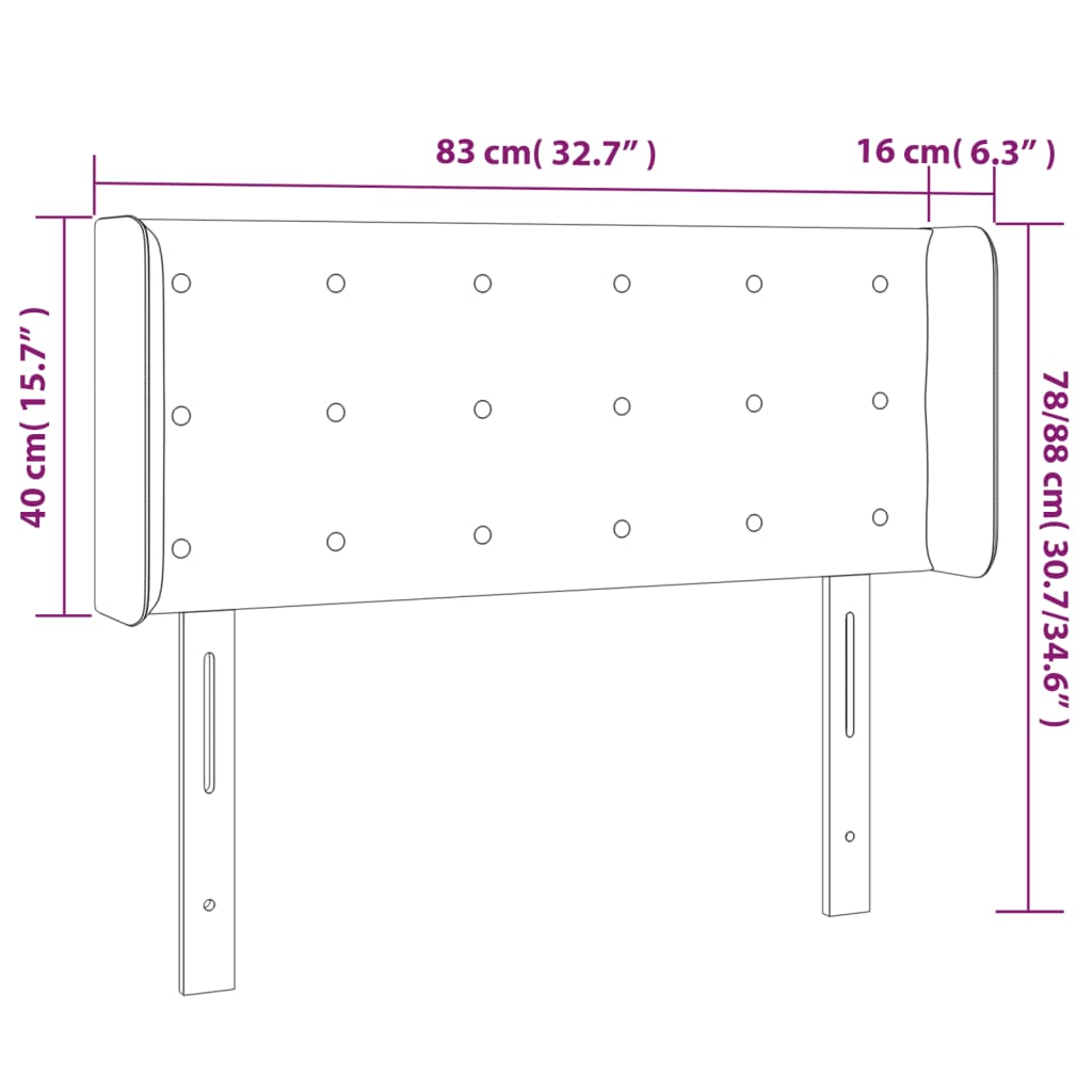 LED uzglavlje krem 83x16x78/88 cm od umjetne kože