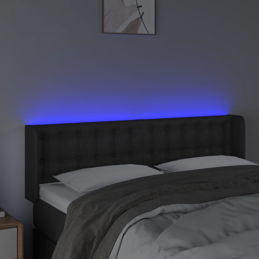 LED uzglavlje crno 147x16x78/88 cm od umjetne kože