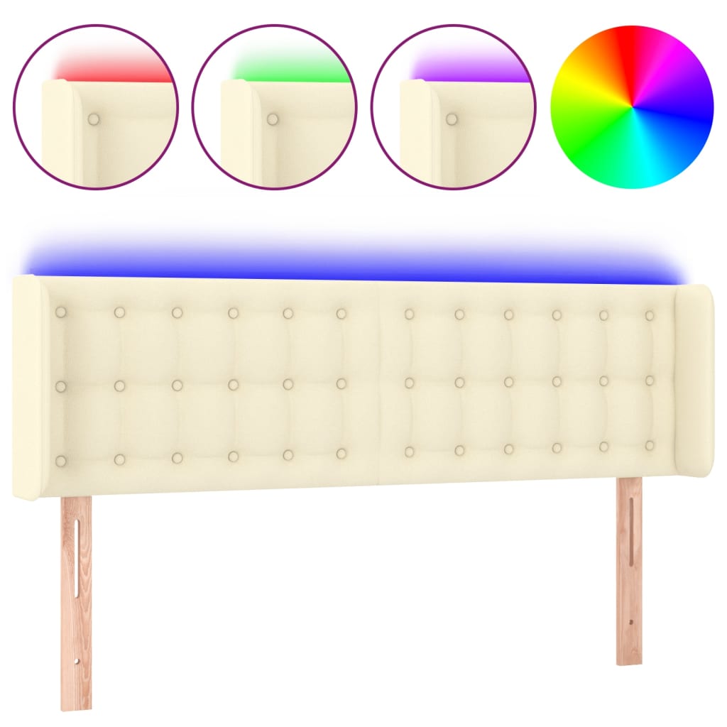 LED uzglavlje krem 147x16x78/88 cm od umjetne kože