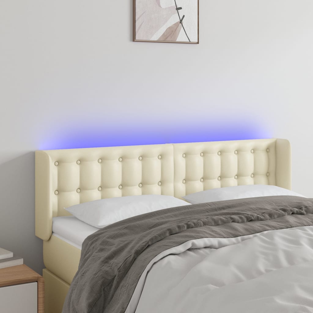 LED uzglavlje krem 147x16x78/88 cm od umjetne kože