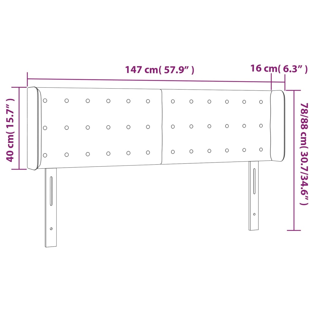 LED uzglavlje boja cappuccina 147x16x78/88 cm od umjetne kože