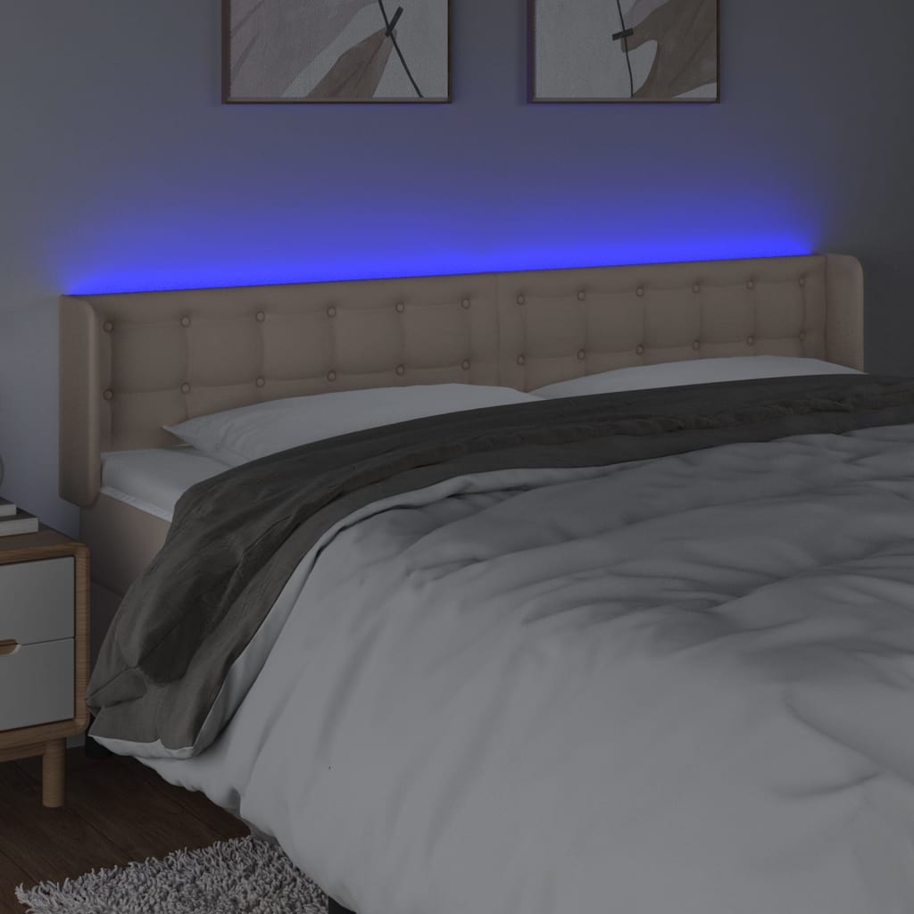 LED uzglavlje boja cappuccina 163x16x78/88 cm od umjetne kože