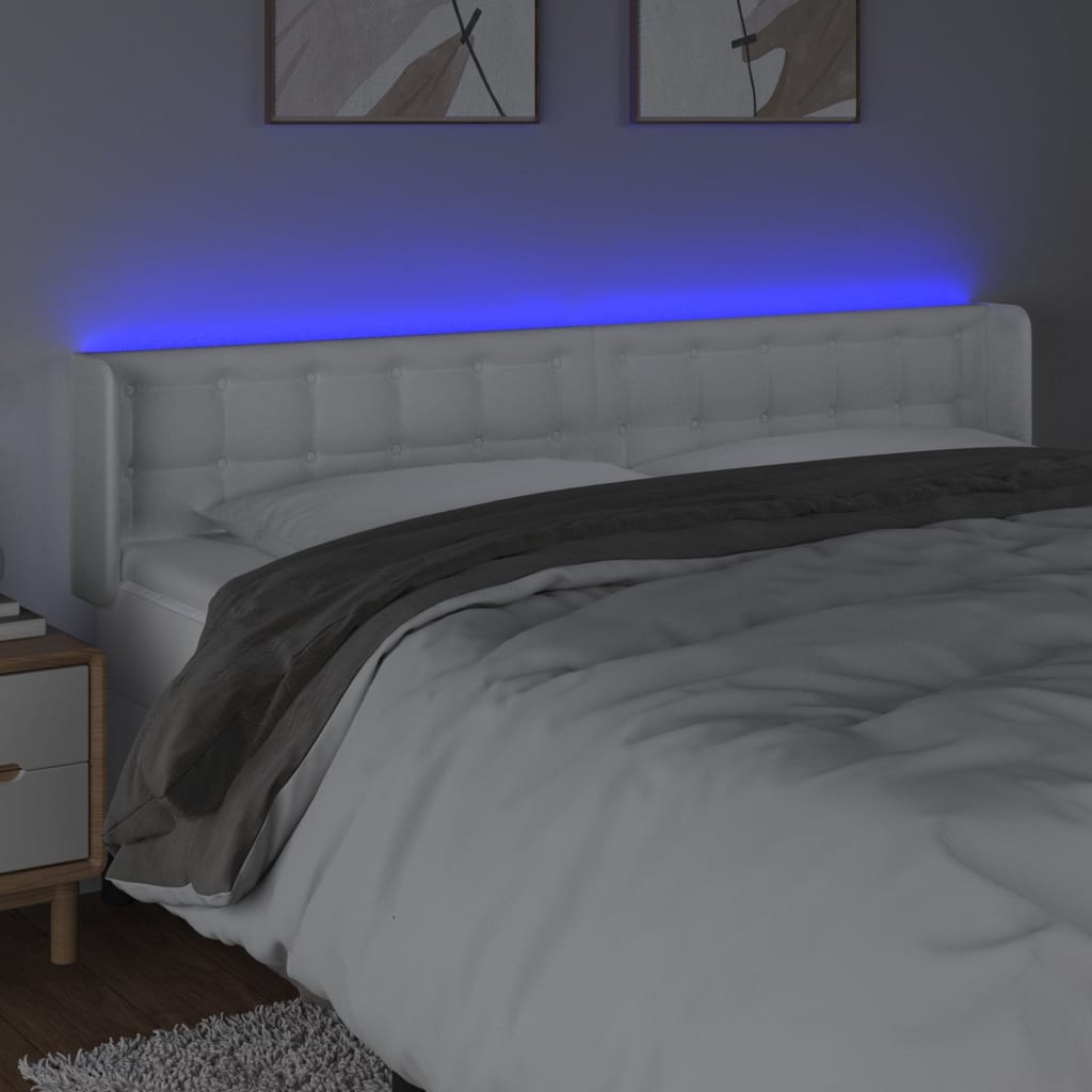 LED uzglavlje bijelo 183x16x78/88 cm od umjetne kože