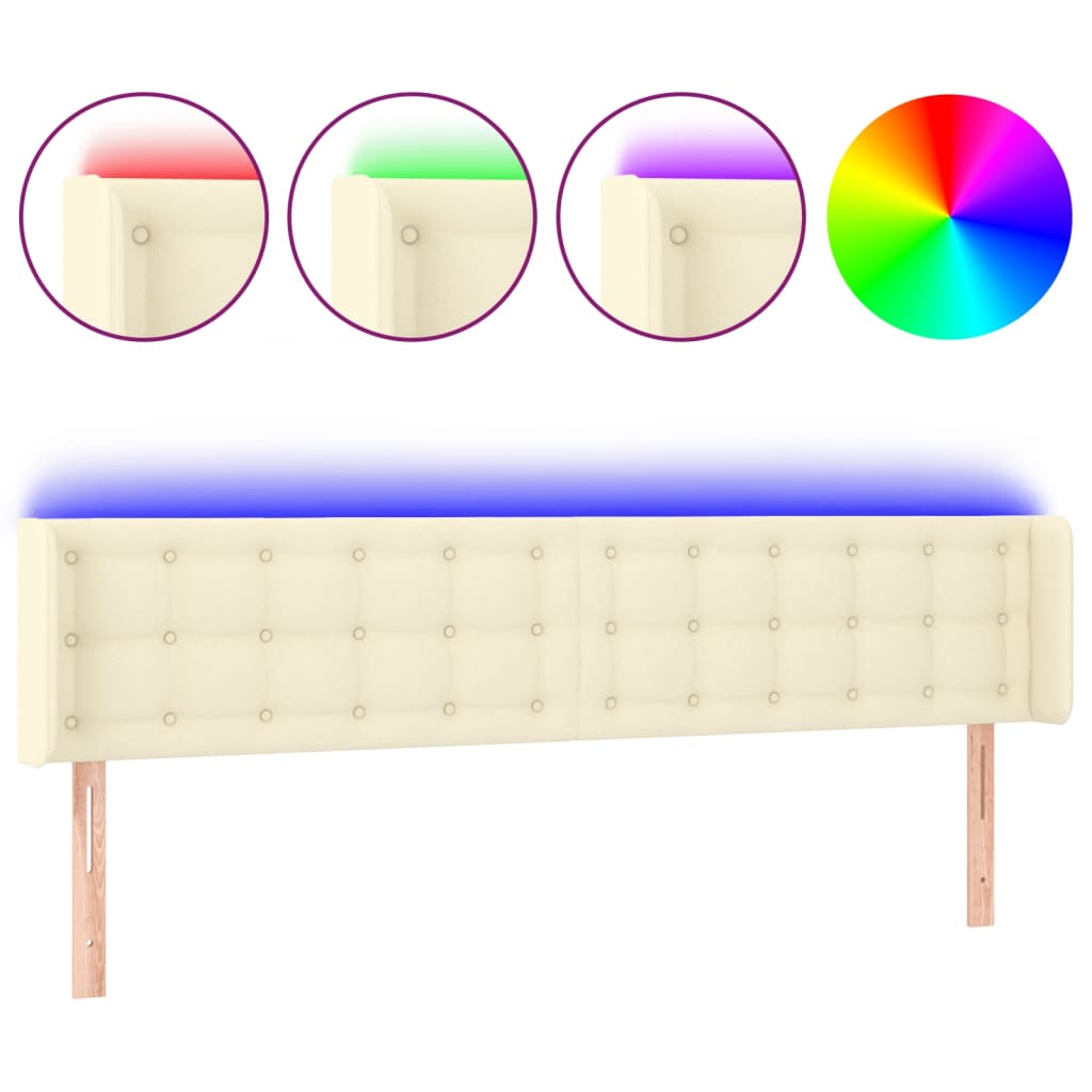 LED uzglavlje krem 183x16x78/88 cm od umjetne kože