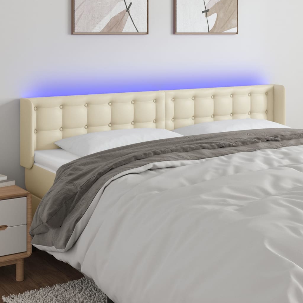 LED uzglavlje krem 183x16x78/88 cm od umjetne kože