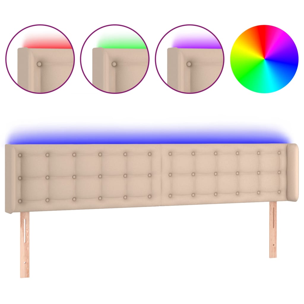 LED uzglavlje boja cappuccina 203x16x78/88 cm od umjetne kože