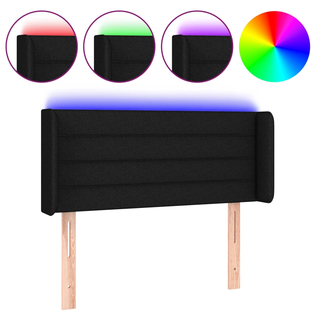 LED uzglavlje crno 93x16x78/88 cm od tkanine