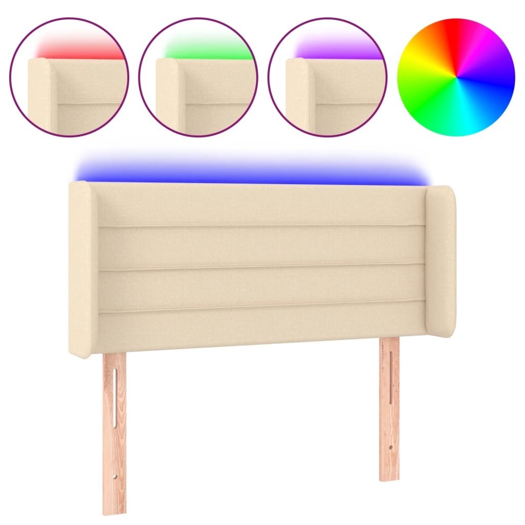 LED uzglavlje krem 93x16x78/88 cm od tkanine