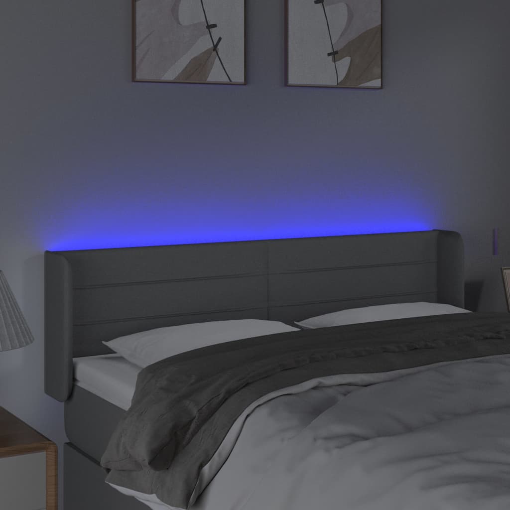 LED uzglavlje svjetlosivo 147x16x78/88 cm od tkanine