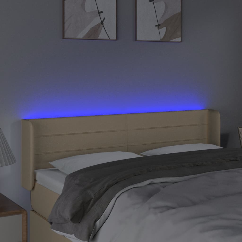 LED uzglavlje krem 147x16x78/88 cm od tkanine
