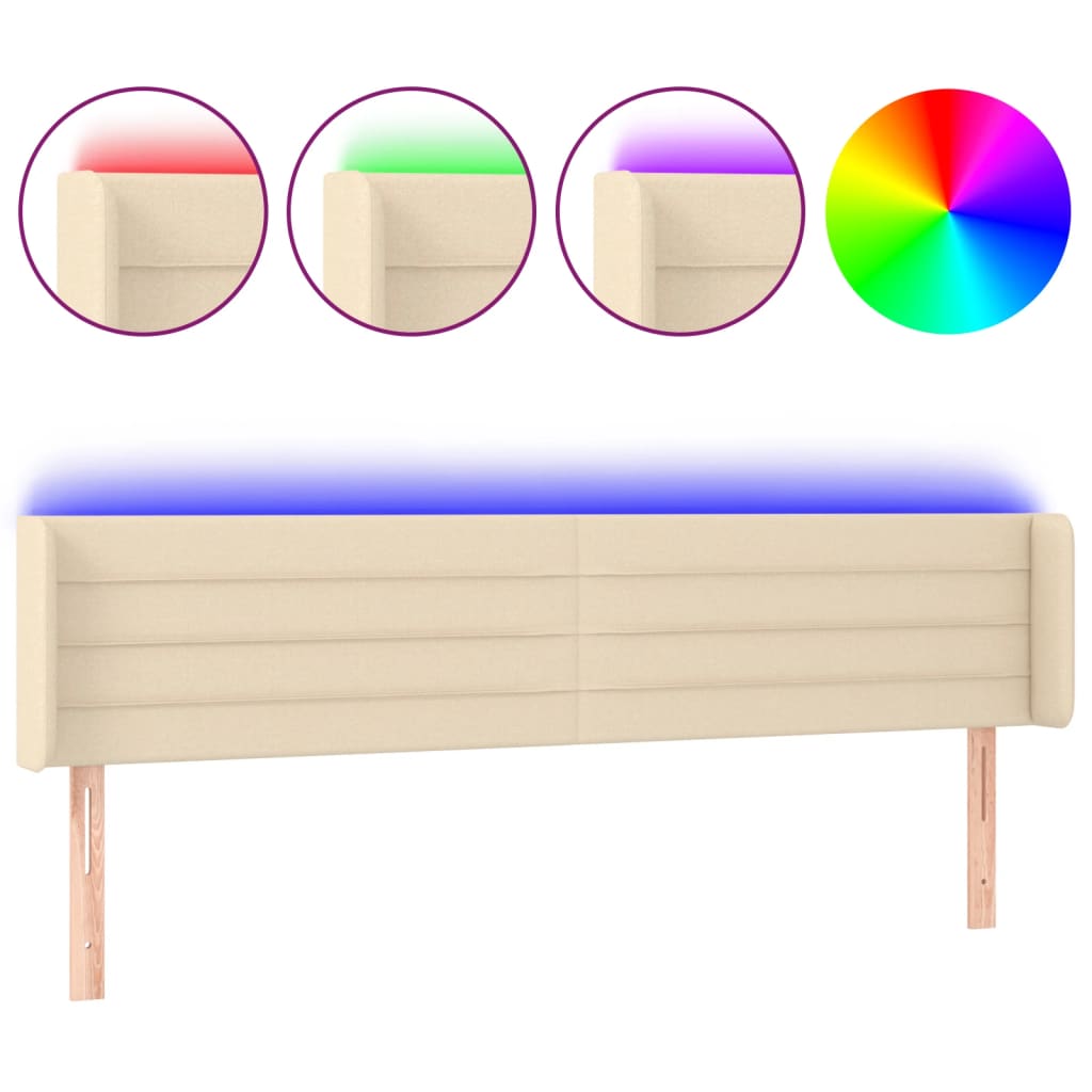 LED uzglavlje krem 183x16x78/88 cm od tkanine
