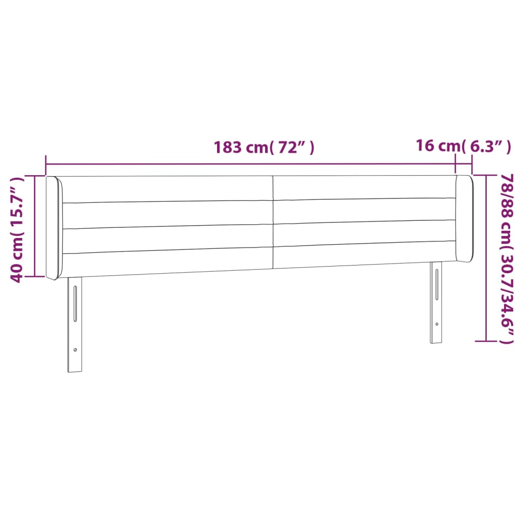 LED uzglavlje krem 183x16x78/88 cm od tkanine