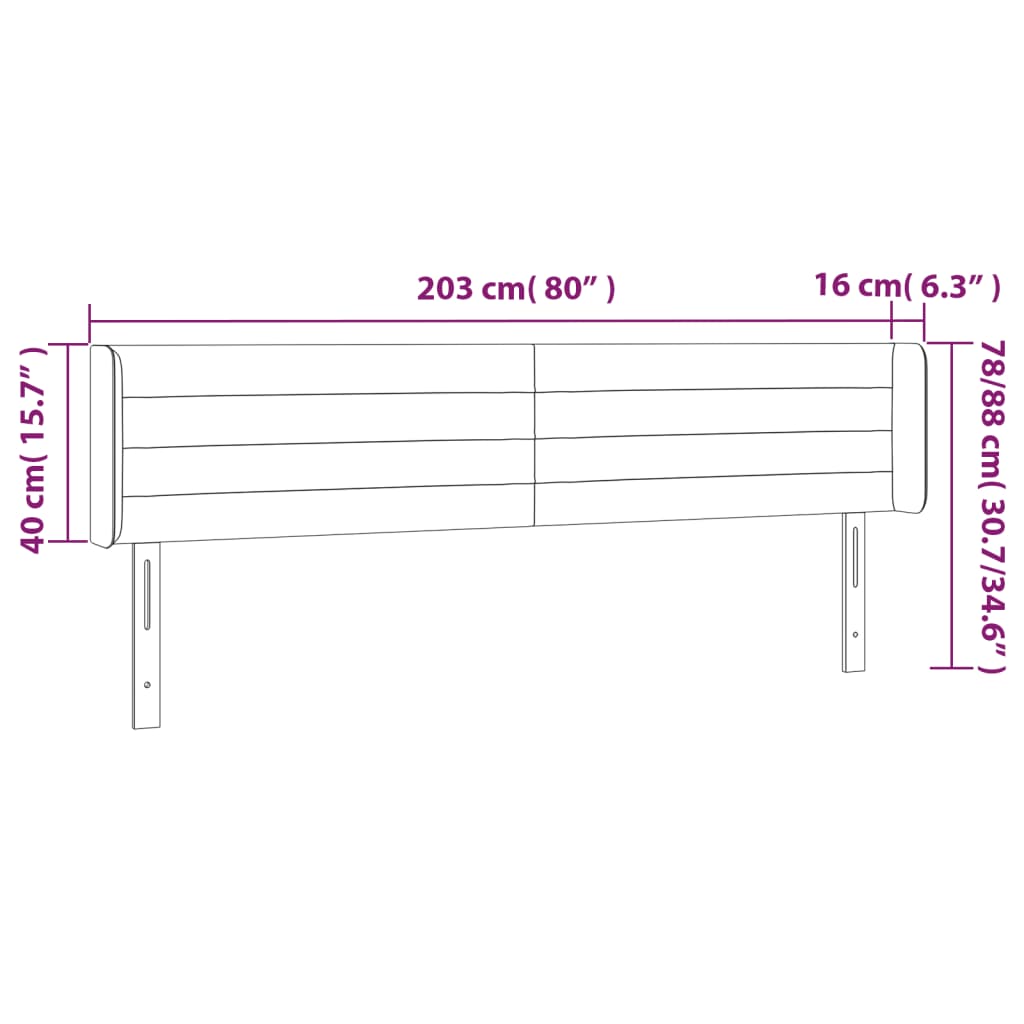 LED uzglavlje tamnosivo 203x16x78/88 cm od tkanine