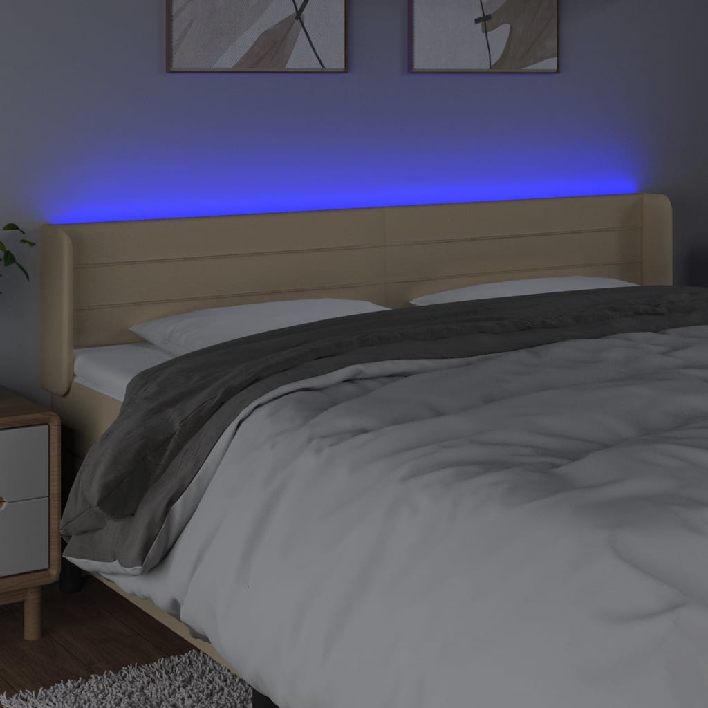 LED uzglavlje krem 203x16x78/88 cm od tkanine
